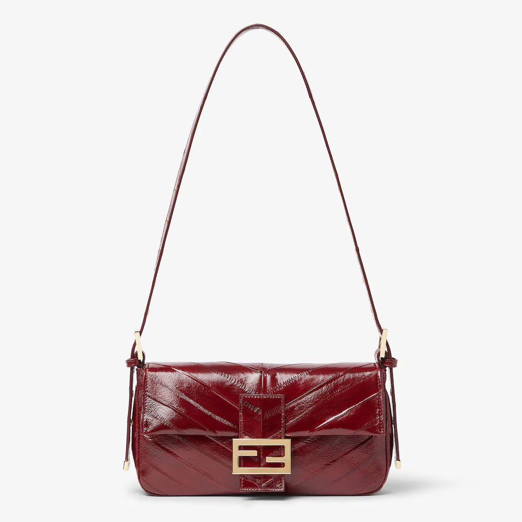 Burgundy inlaid hagfish leather bag