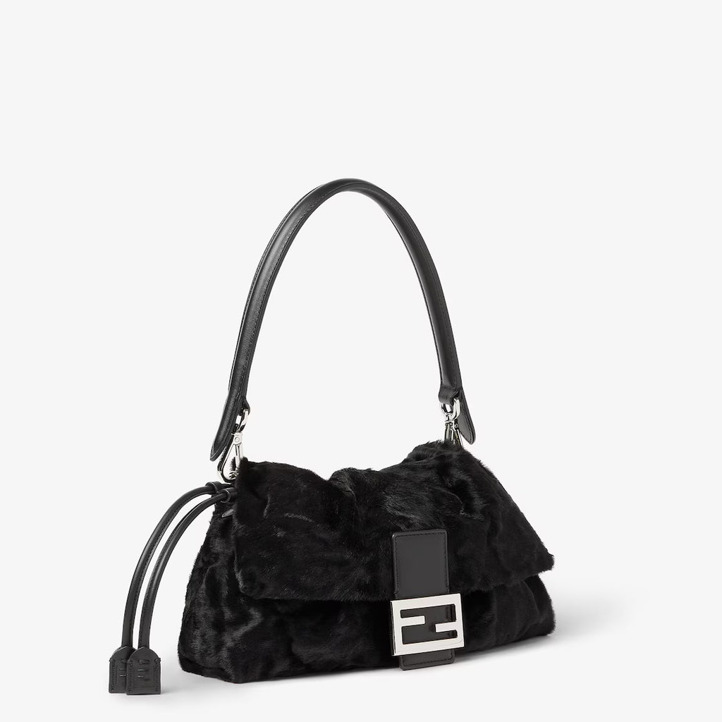 Black pony-effect leather bag