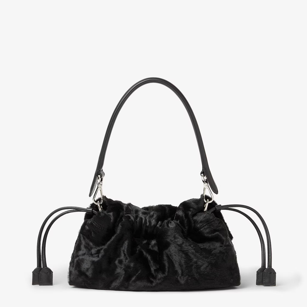 Black pony-effect leather bag
