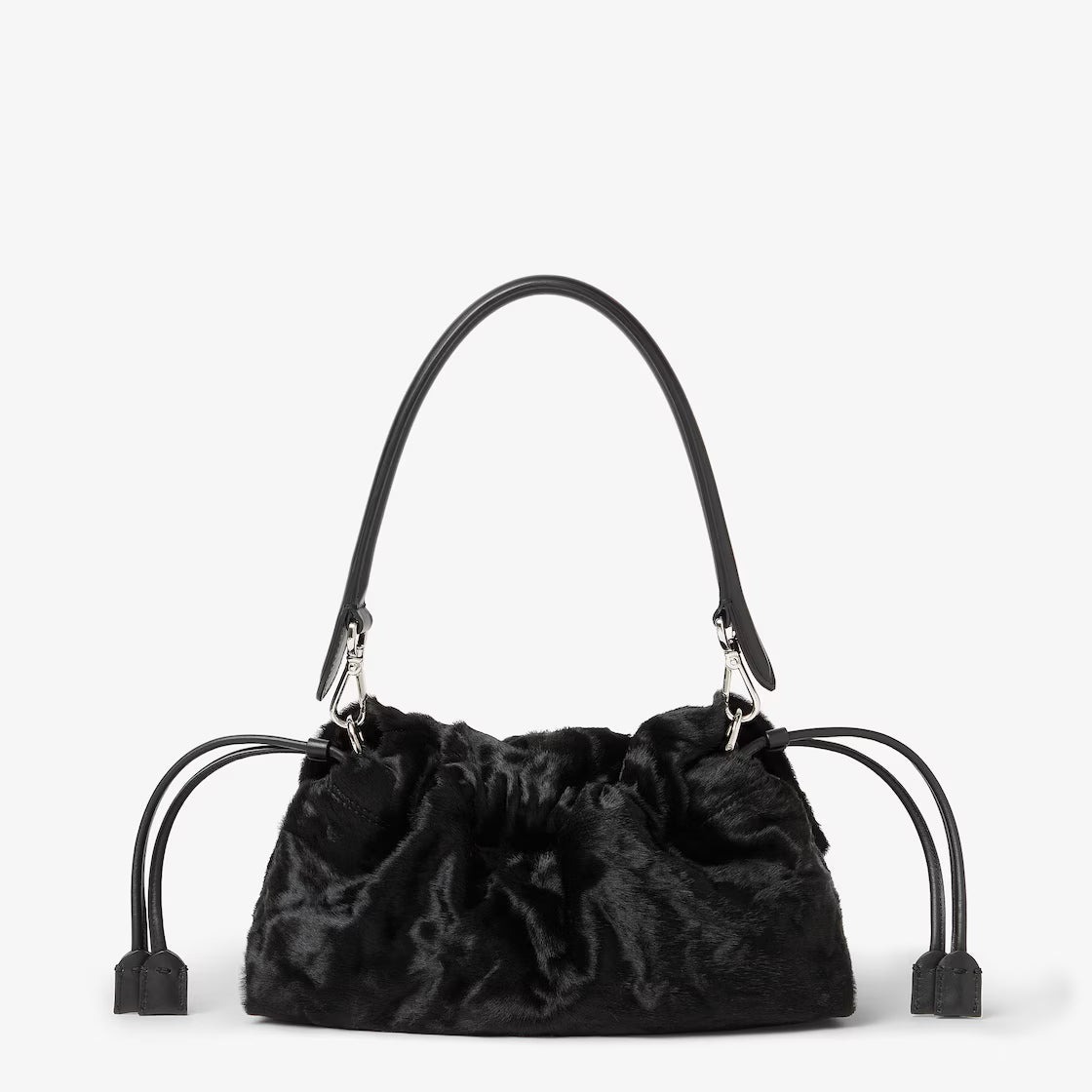 Black pony-effect leather bag