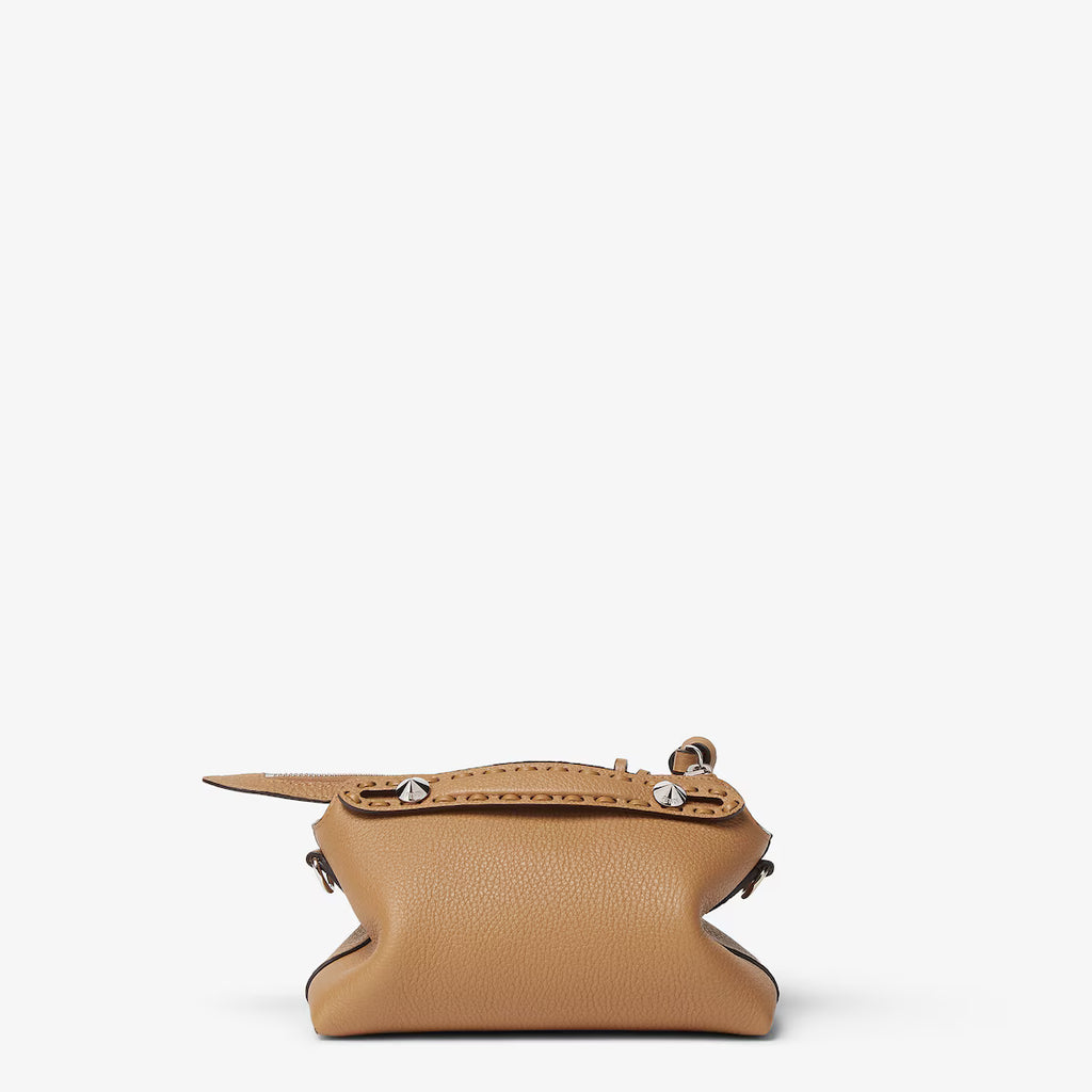Cappuccino-coloured Selleria mini-bag with 156 hand-sewn stitches