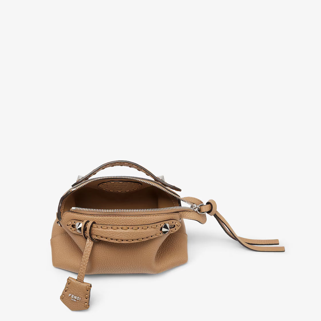 Cappuccino-coloured Selleria mini-bag with 156 hand-sewn stitches