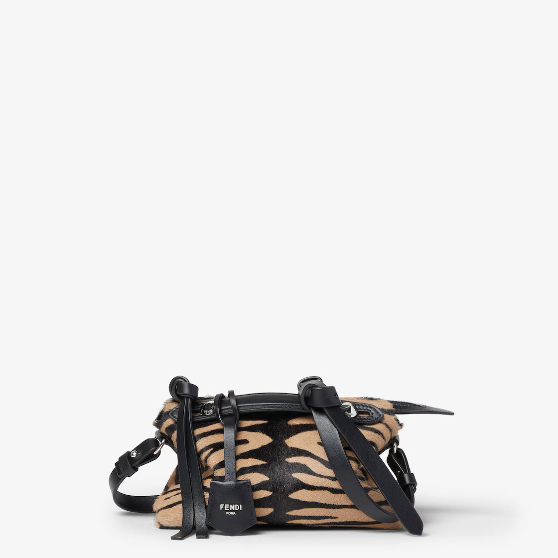 Tiger-print pony-effect leather mini-bag