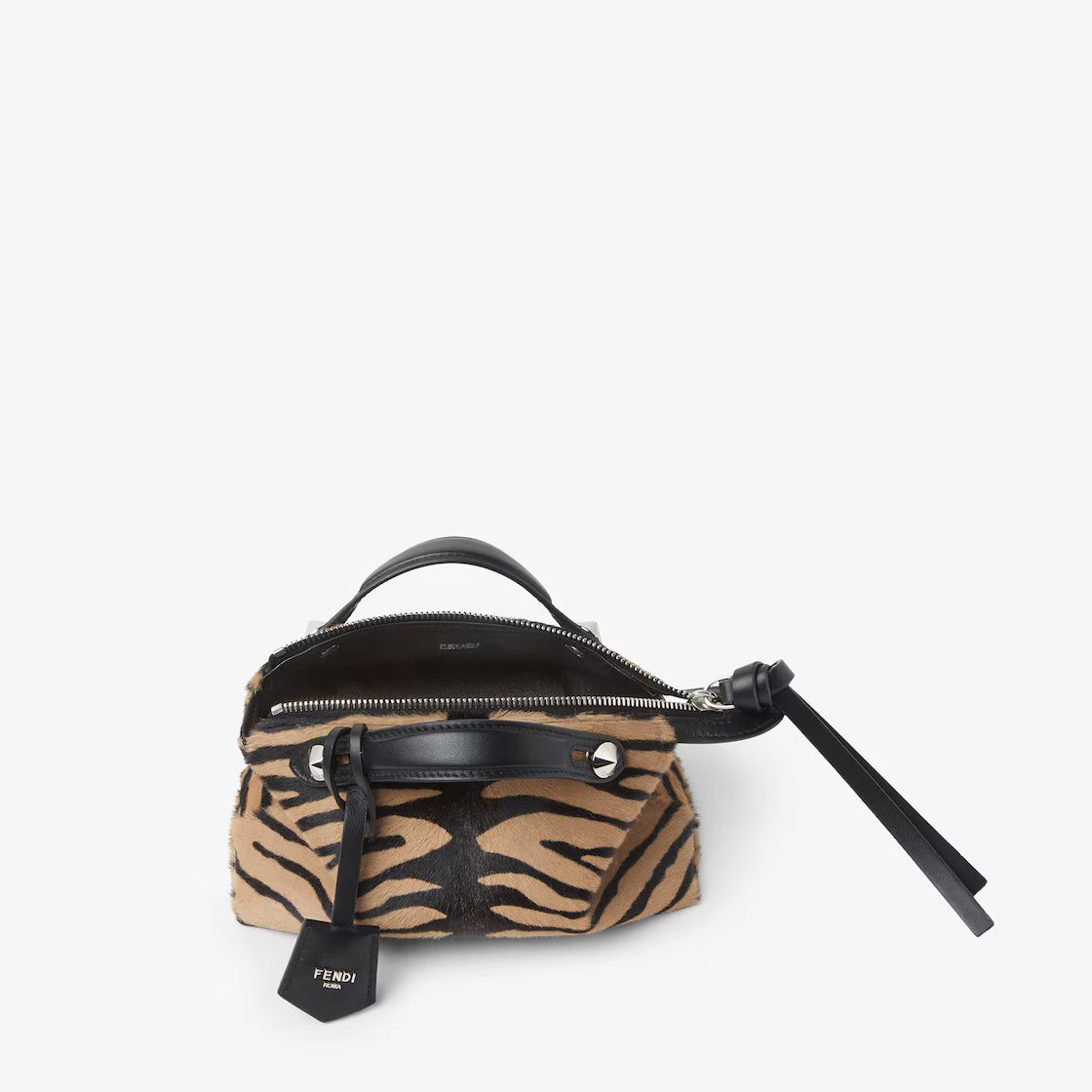Tiger-print pony-effect leather mini-bag