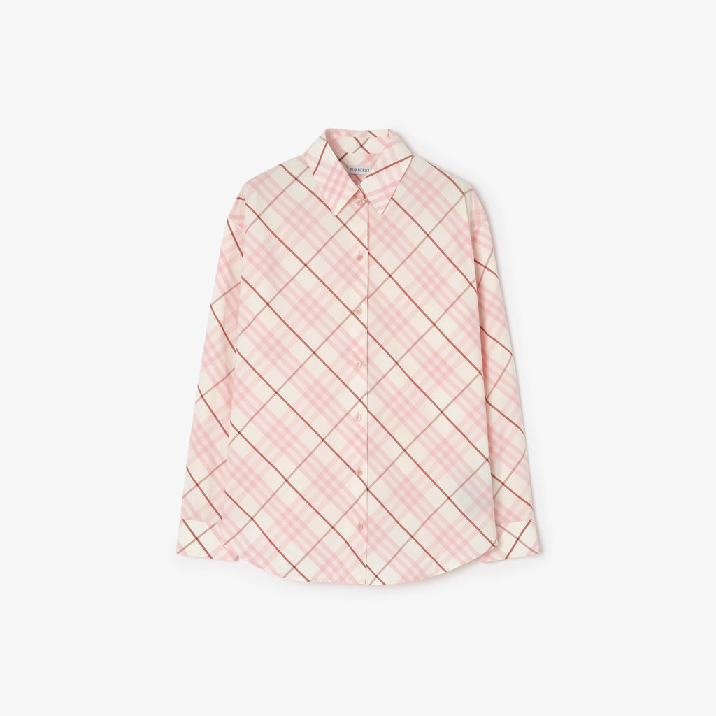 Relaxed Fit Check Cotton ShirtPrice undefined Flora pink RUNWAY DELUXE