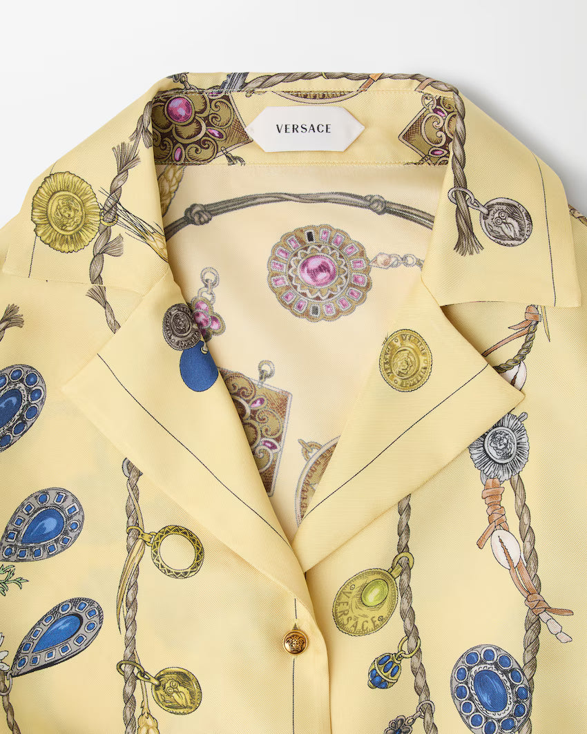 Printed Crop Silk Twill Shirt RUNWAY DELUXE
