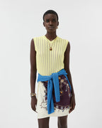 Viscose Mesh Rib Knit Top RUNWAY DELUXE
