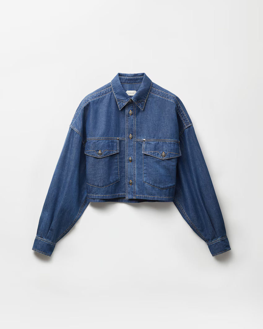 Chambray Denim Crop Shirt RUNWAY DELUXE