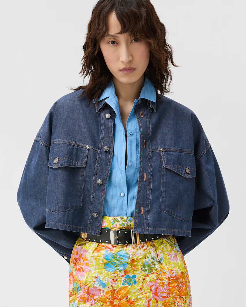 Chambray Denim Crop Shirt RUNWAY DELUXE