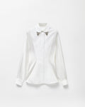 Embroidered-Collar Cotton Poplin Shirt RUNWAY DELUXE