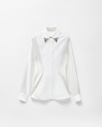 Embroidered-Collar Cotton Poplin Shirt RUNWAY DELUXE