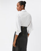 Embroidered-Collar Cotton Poplin Shirt RUNWAY DELUXE