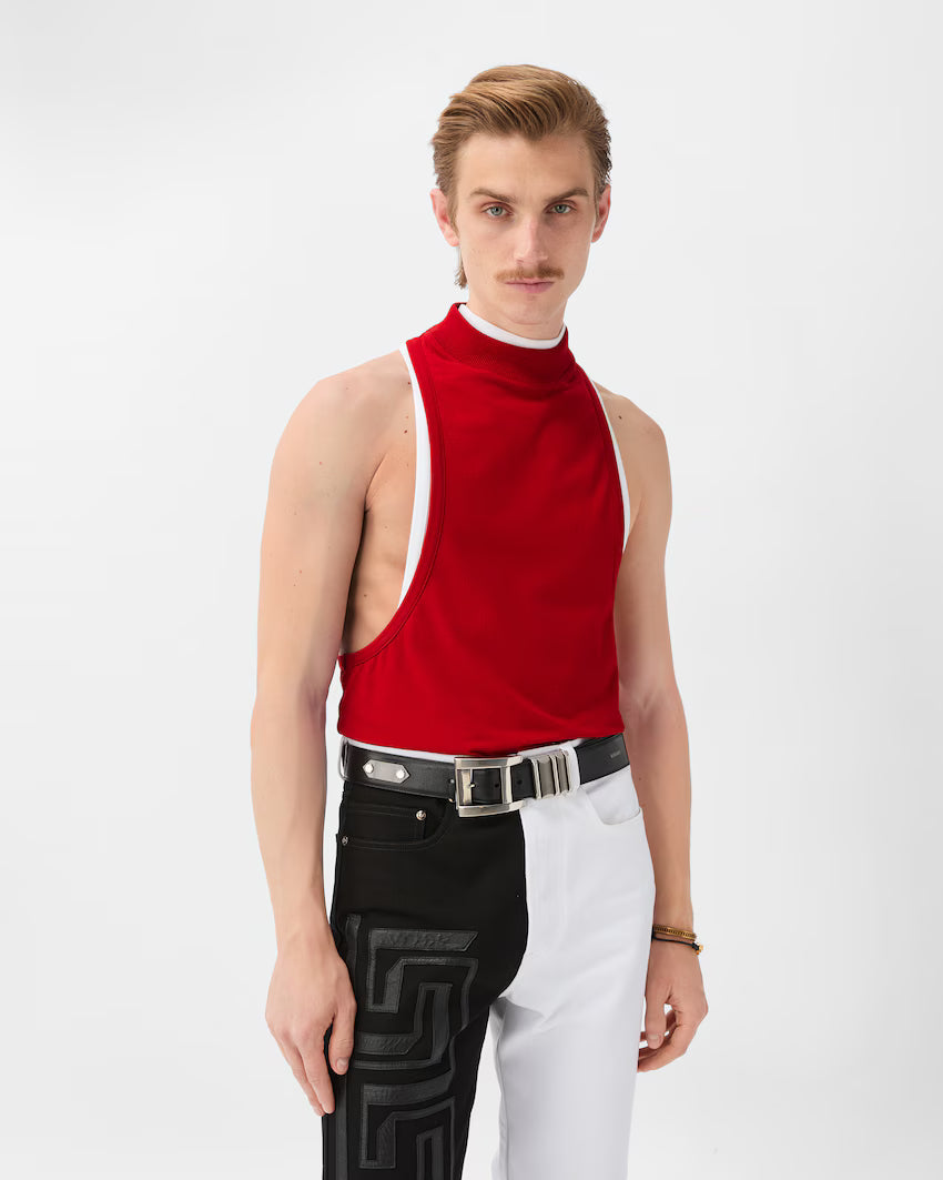 Embroidered-Logo Stretch Cotton-Jersey Tank Top RUNWAY DELUXE