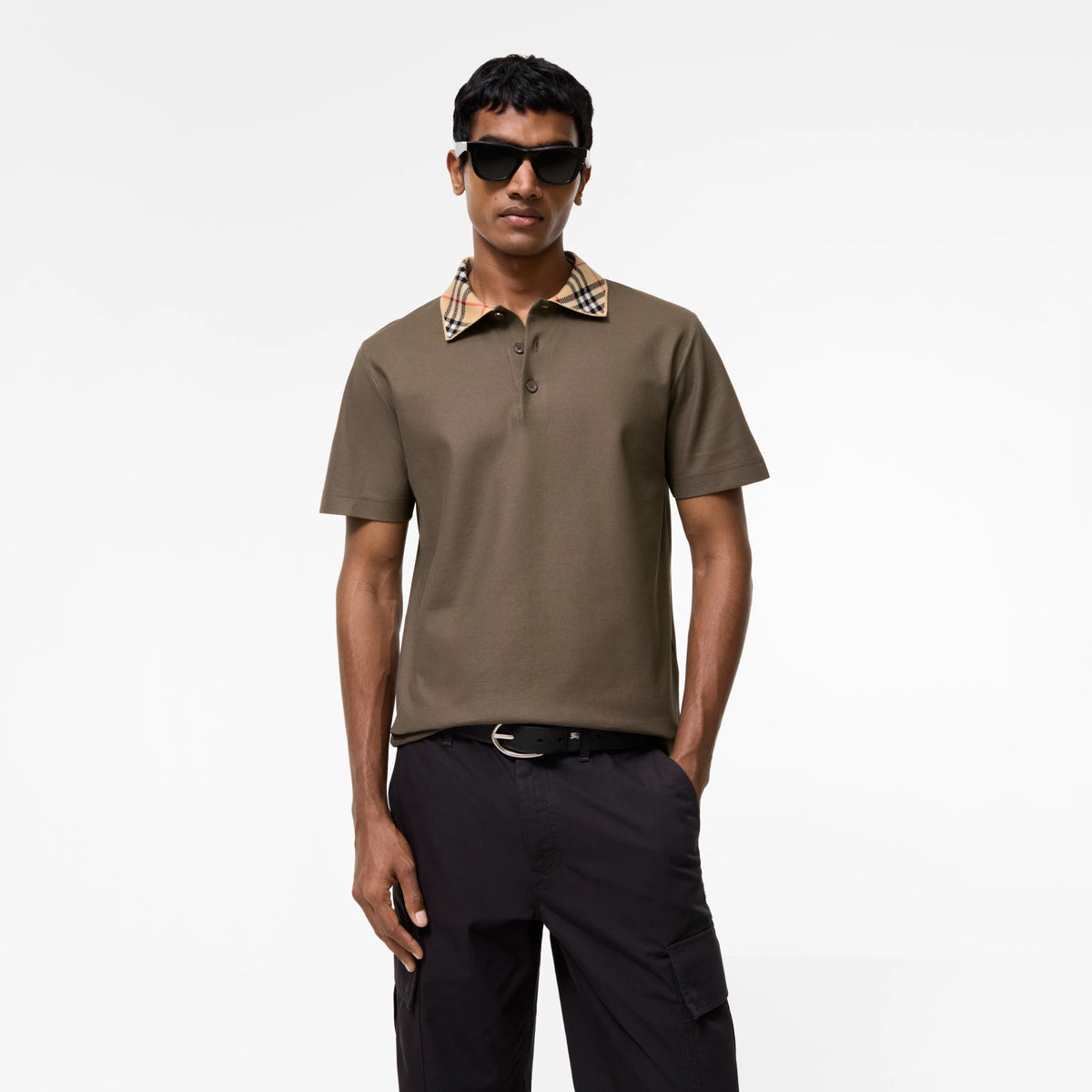 Check Collar Cotton Polo Shirt RUNWAY DELUXE