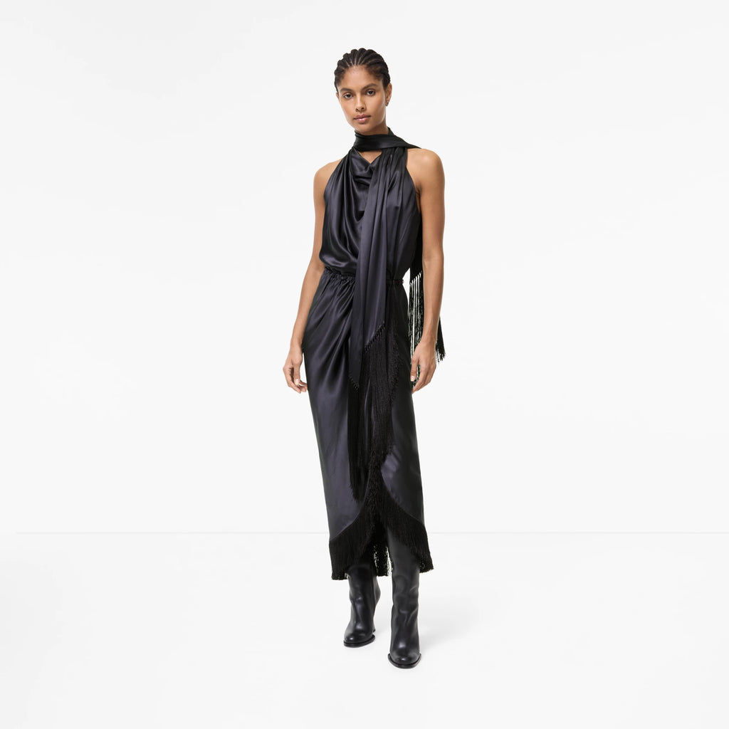 Fringed Silk Scarf Dress