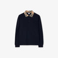 Long-sleeve Check Collar Cotton Polo Shirt RUNWAY DELUXE