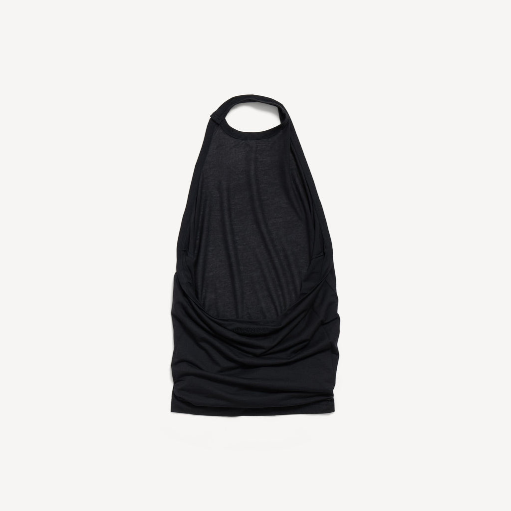 Draped Top in black transparent jersey RUNWAY DELUXE