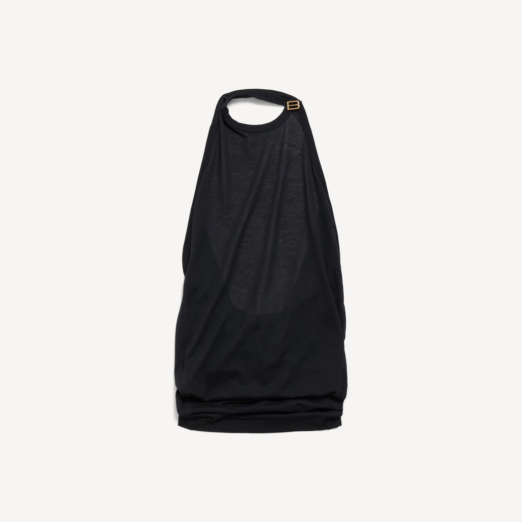 Draped Top in black transparent jersey RUNWAY DELUXE