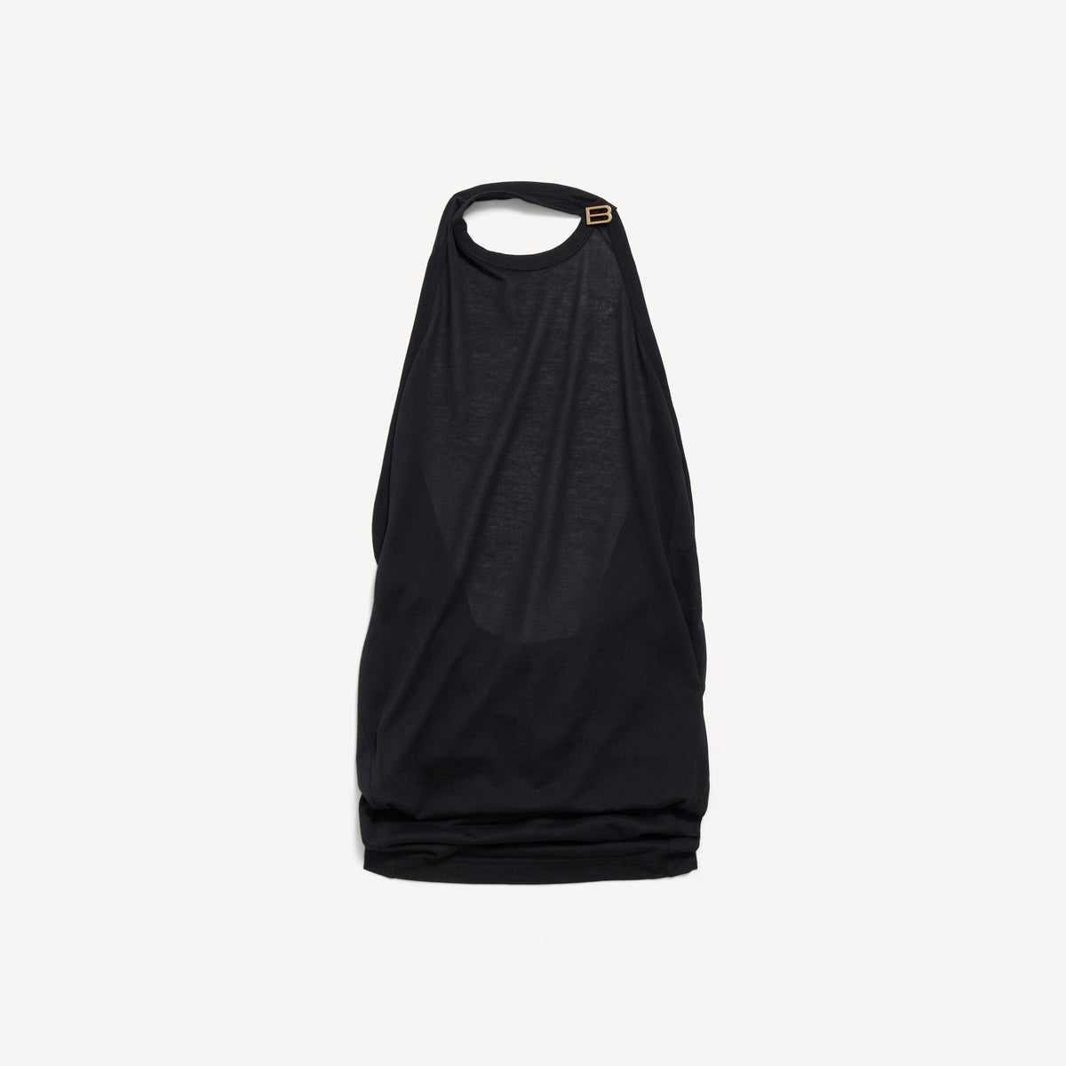 Draped Top in black transparent jersey RUNWAY DELUXE