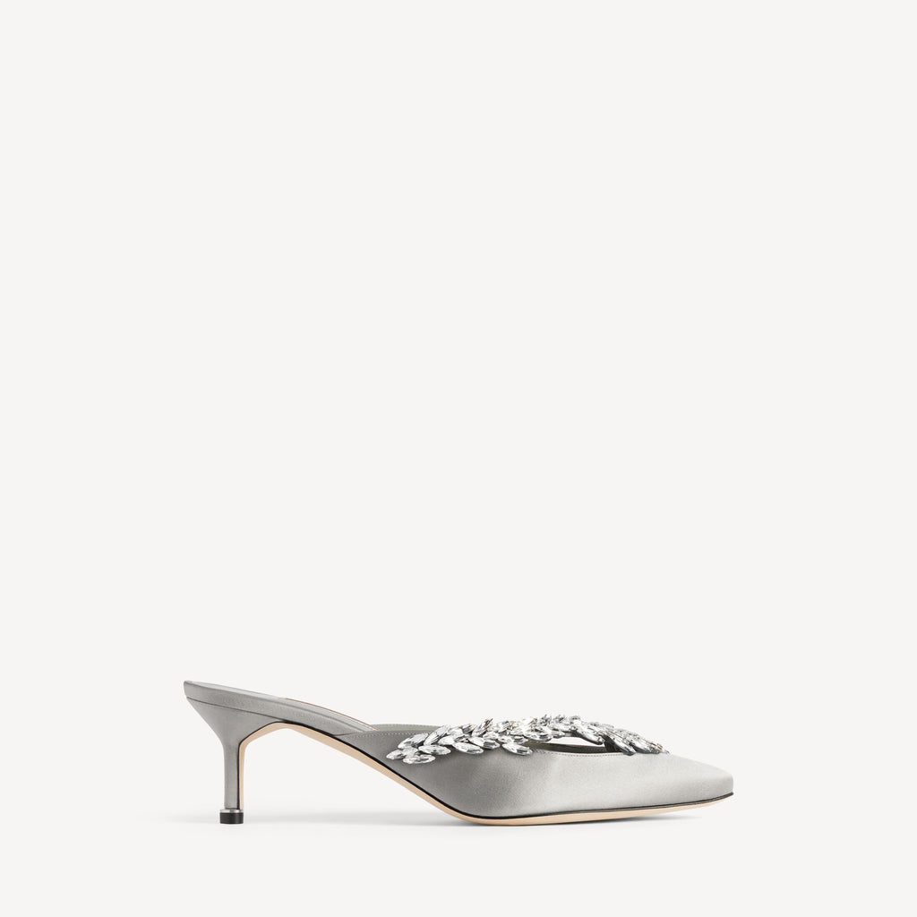 Women's Balenciaga | Manolo Blahnik Mule in Grey Plume RUNWAY DELUXE