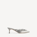 Women's Balenciaga | Manolo Blahnik Mule in Grey Plume RUNWAY DELUXE