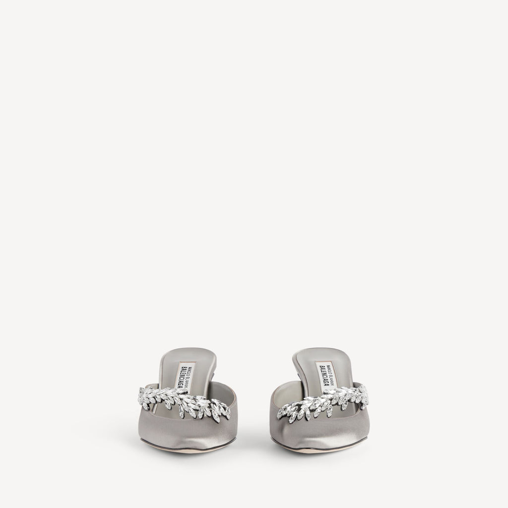 Women's Balenciaga | Manolo Blahnik Mule in Grey Plume RUNWAY DELUXE