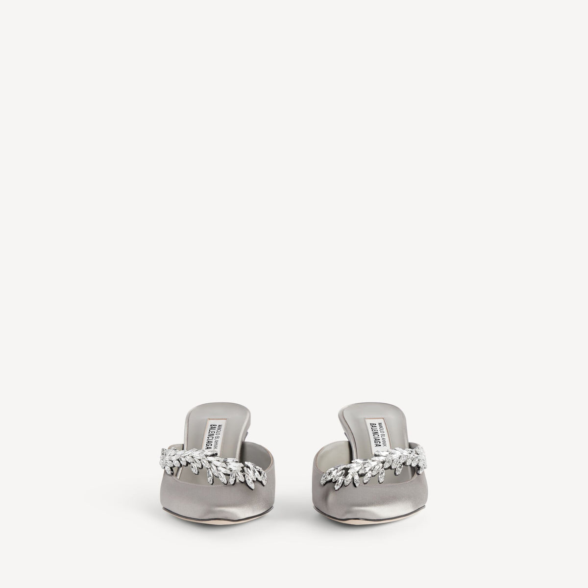 Women's Balenciaga | Manolo Blahnik Mule in Grey Plume RUNWAY DELUXE