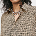 Monogram Shirt in beige and black silk crepe RUNWAY DELUXE