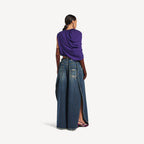 Cape Top in purple silk cady is from look 49 of Balenciaga's Fall 26 Collection. RUNWAY DELUXE