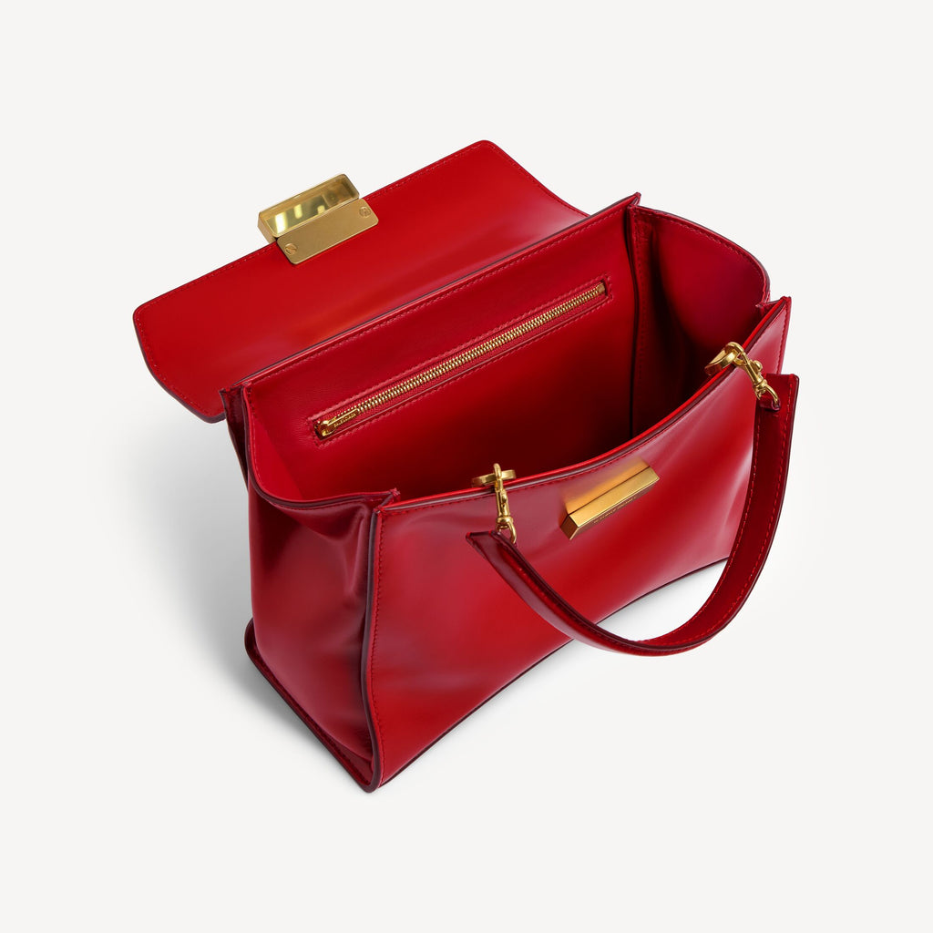 Women's Hourglass Avenue Top Handle Bag Small in Carmin Red