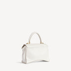 Women's Hourglass Avenue Top Handle Bag Small in White Snow RUNWAY DELUXE