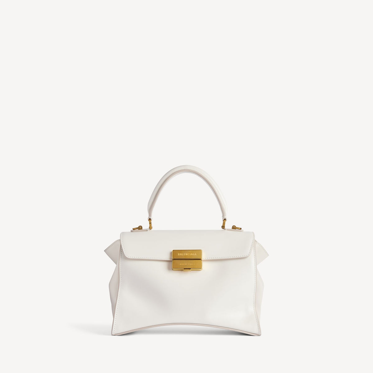 Women's Hourglass Avenue Top Handle Bag Small in White Snow RUNWAY DELUXE