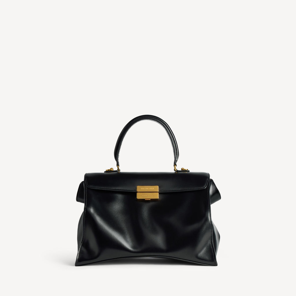 Women's Hourglass Avenue Top Handle Bag Medium in Black RUNWAY DELUXE