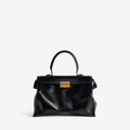 Women's Hourglass Avenue Top Handle Bag Medium in Black RUNWAY DELUXE