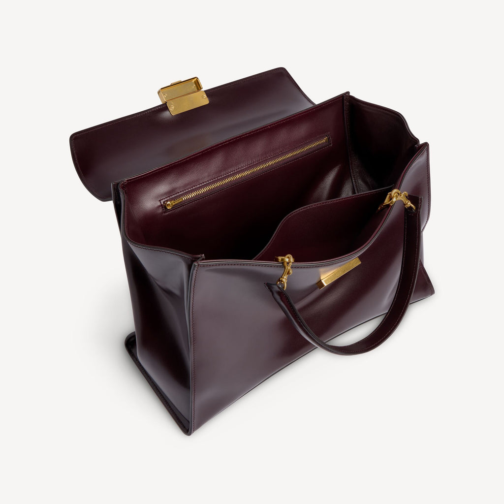 Women's Hourglass Avenue Top Handle Bag Medium in Raisin RUNWAY DELUXE