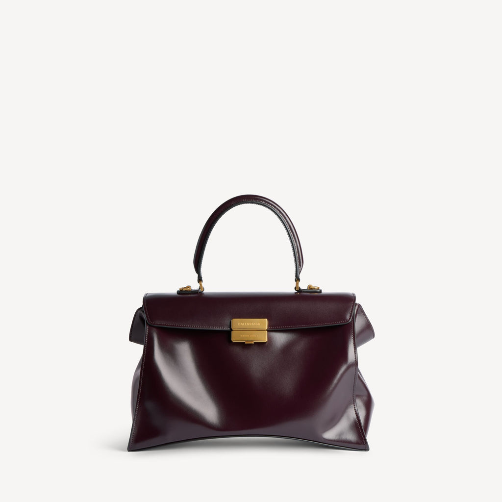 Women's Hourglass Avenue Top Handle Bag Medium in Raisin RUNWAY DELUXE
