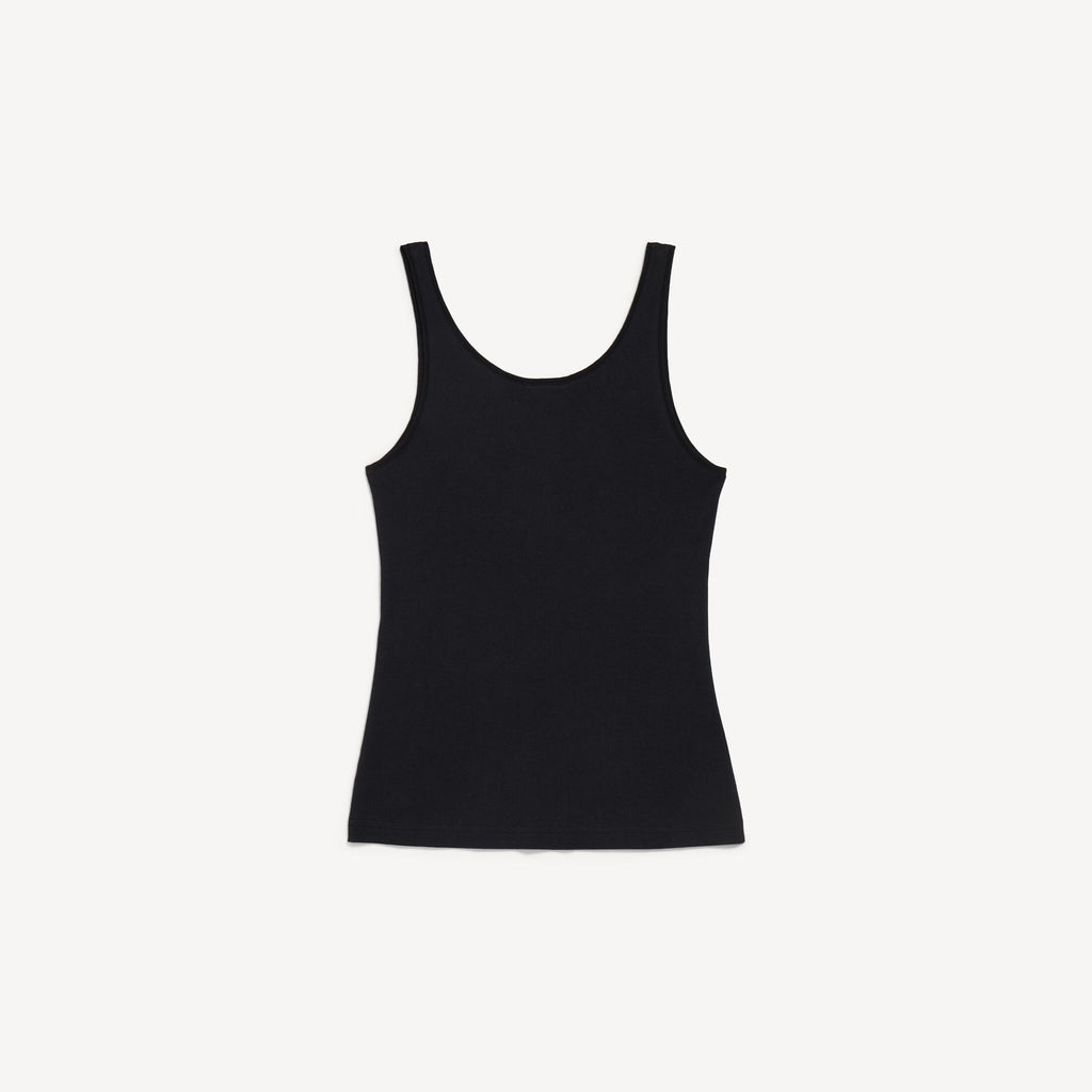 V-Neck Tank Top in black thin jersey RUNWAY DELUXE