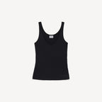 V-Neck Tank Top in black thin jersey RUNWAY DELUXE