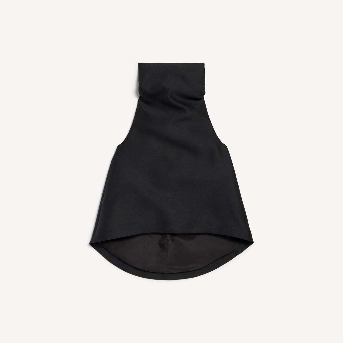 High Collar Top in black silk and wool blend RUNWAY DELUXE
