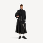 Silk Crepe Scarf Shirt in black silk and wool blend RUNWAY DELUXE
