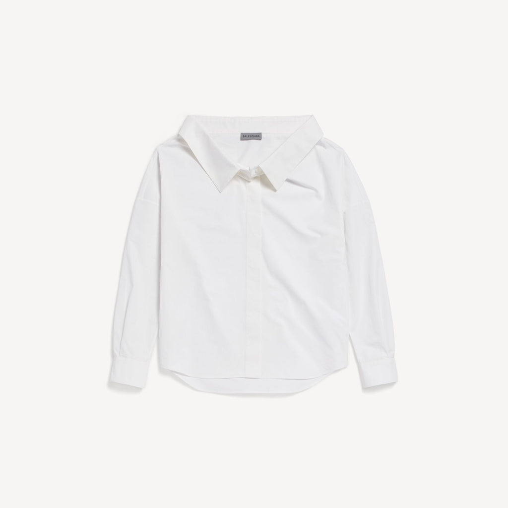 Oversized Stola Shirt in white washed papery cotton poplin RUNWAY DELUXE