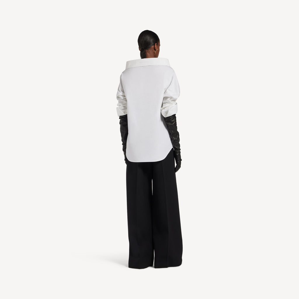 Oversized Stola Shirt in white washed papery cotton poplin RUNWAY DELUXE