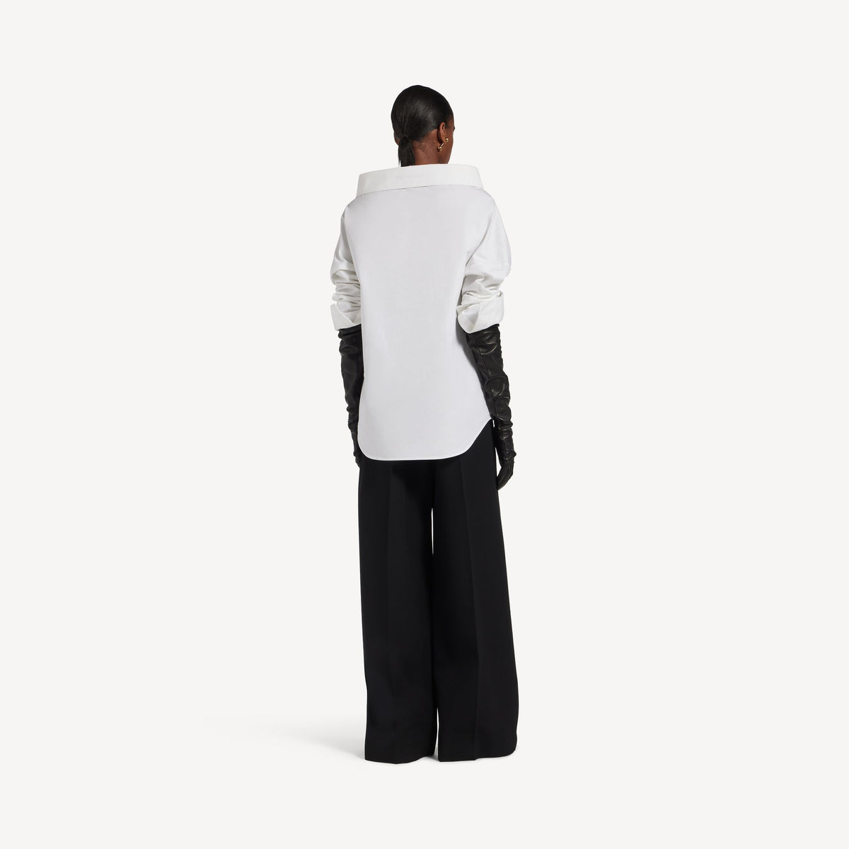 Oversized Stola Shirt in white washed papery cotton poplin RUNWAY DELUXE