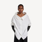 Oversized Stola Shirt in white washed papery cotton poplin RUNWAY DELUXE