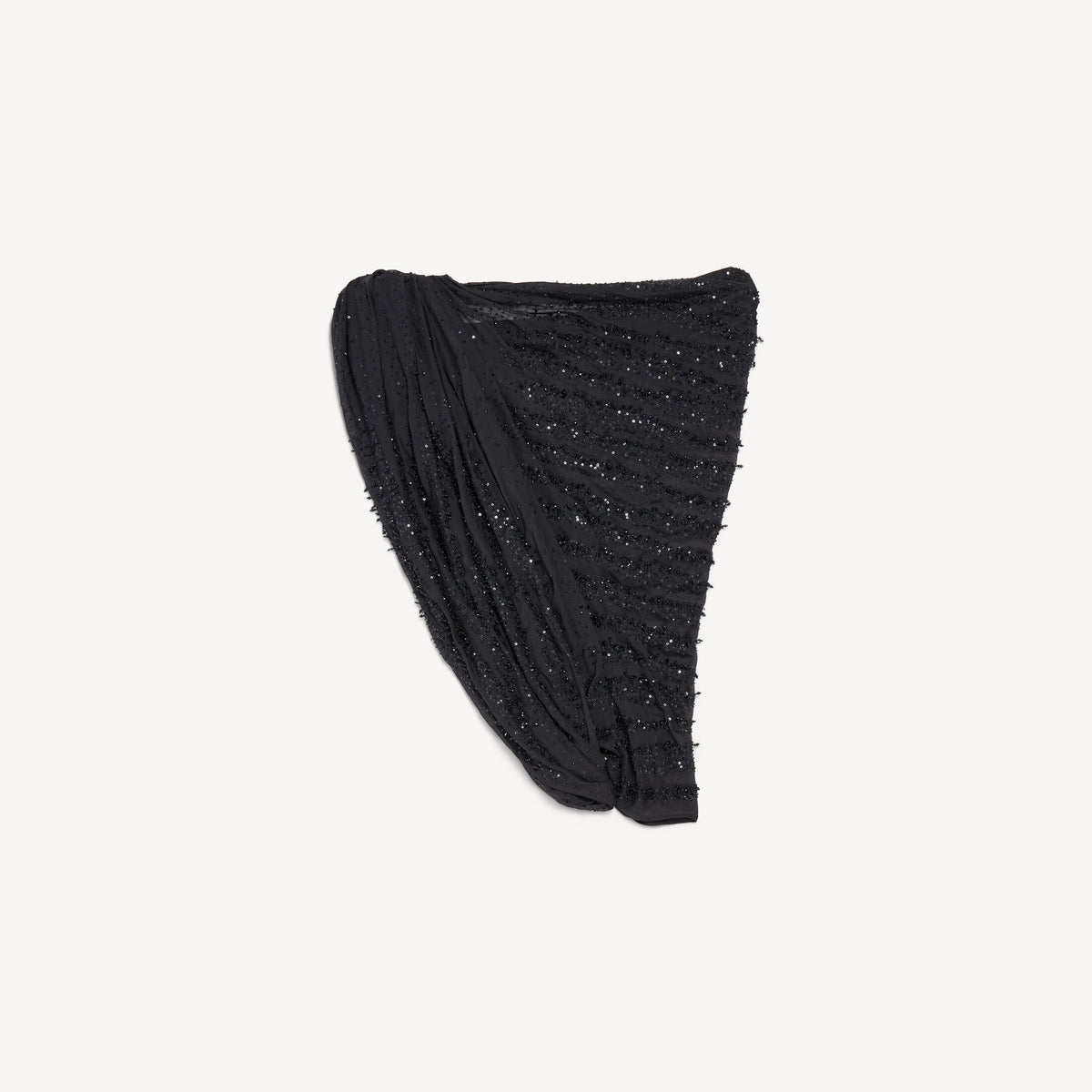 Embroidered One Shoulder Draped Top in black zebra silk embroidery is from look 25 of Balenciaga's Winter 26 Collection. RUNWAY DELUXE