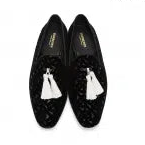 Burberry Black Velvet Flavio Tassel Loafer