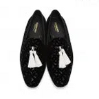 Burberry Black Velvet Flavio Tassel Loafer