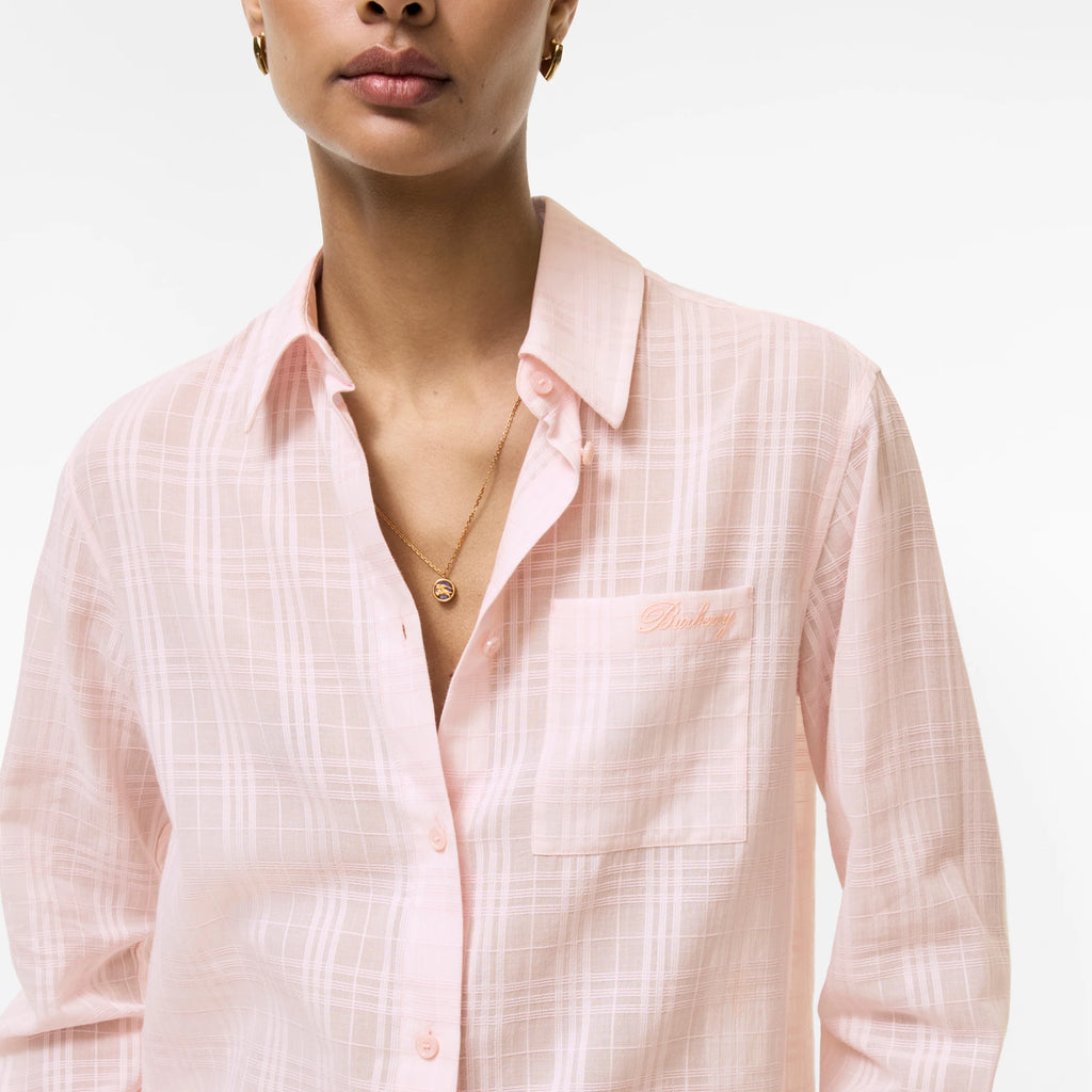 Classic Fit Check Cotton ShirtPrice undefined Frosty pink RUNWAY DELUXE