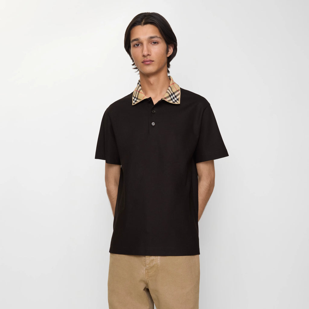 Check Collar Cotton Polo Shirt RUNWAY DELUXE