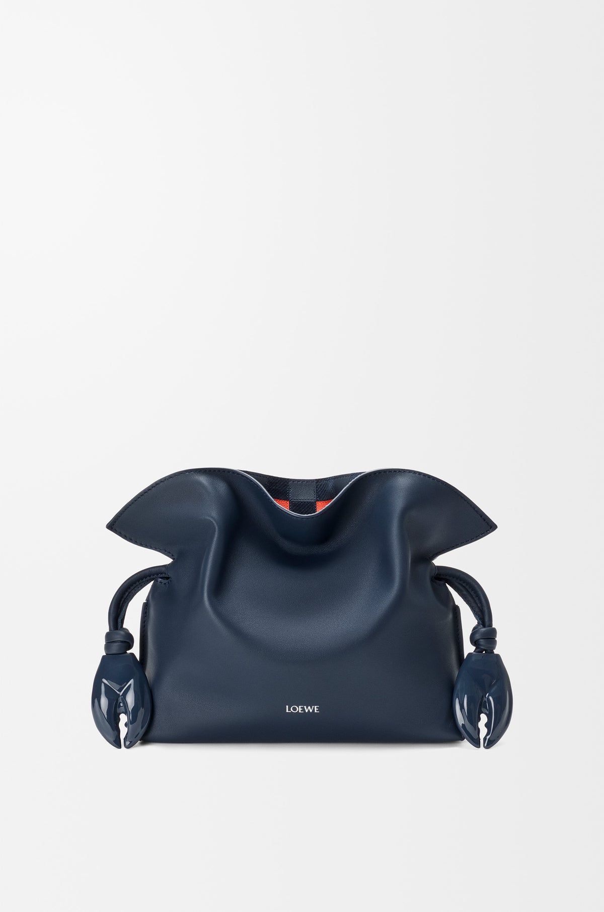 Mini Flamenco clutch in nappa calfskin and check intarsio